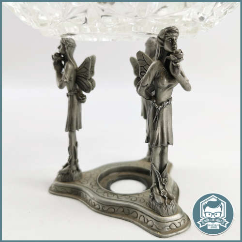 Pewter and Pressed Glass Fairy Sweet Bowl!!