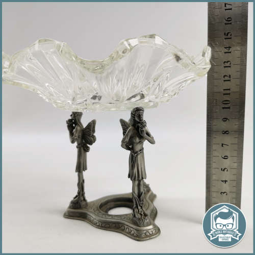 Pewter and Pressed Glass Fairy Sweet Bowl!!