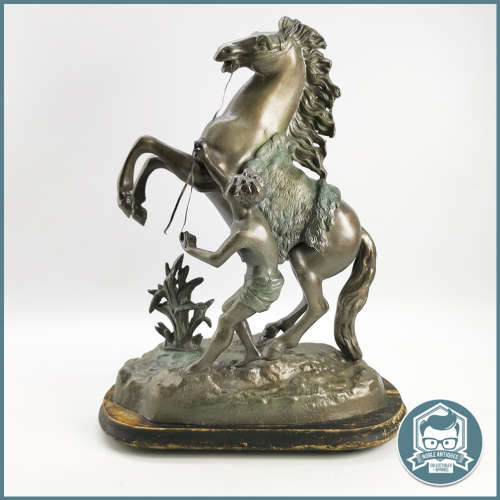 Large Signed and dated Spelter Cast Metal Sculpture !!!