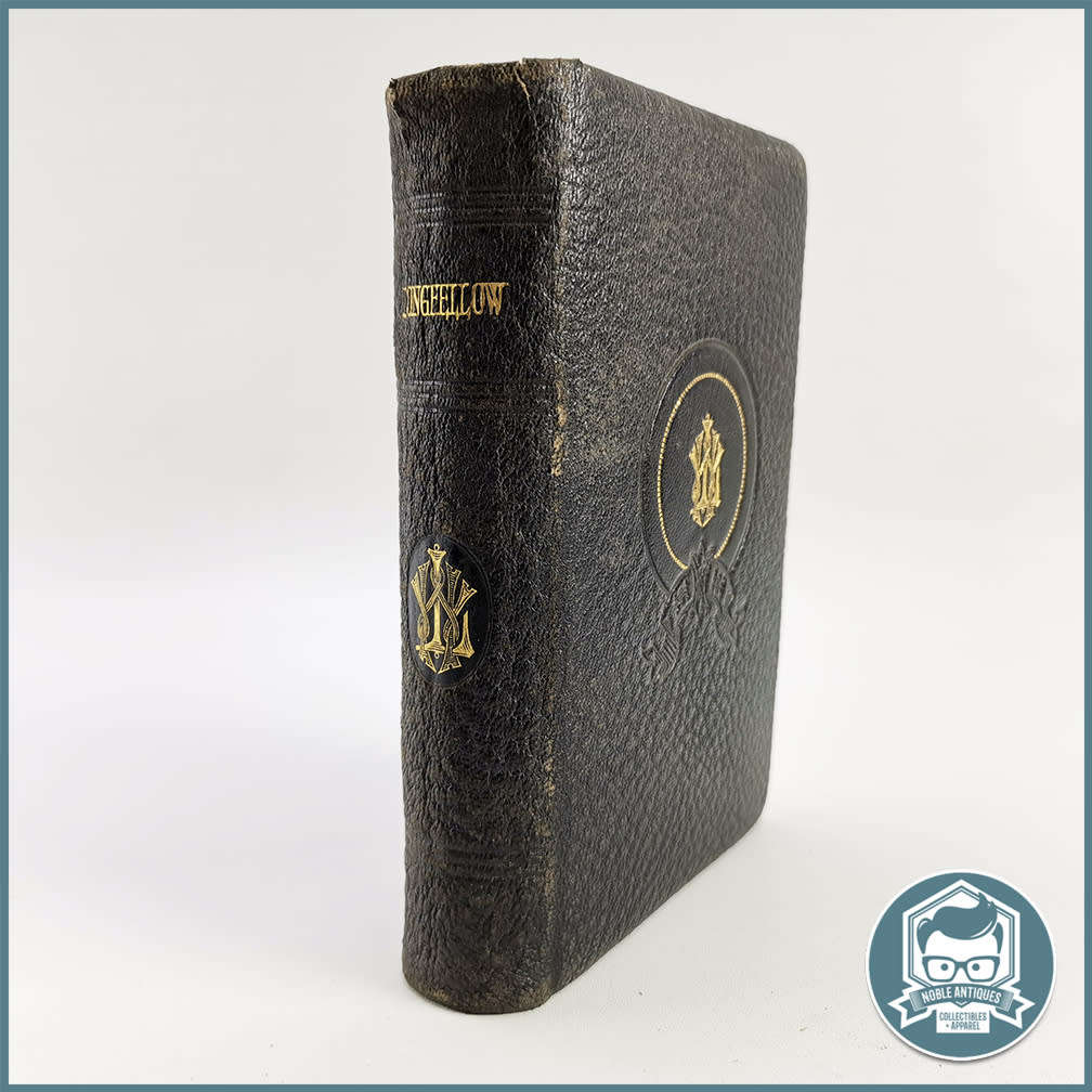 Antique 1890`s Leather-bound The poetical works of Henry Wadsworth Longfellow!!! Gifted 1929