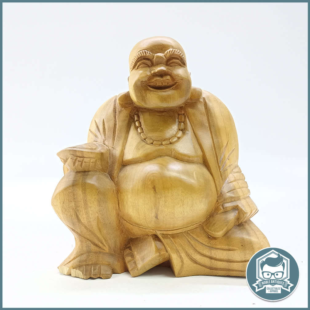 Laughing Buddha Wood Carved Oriental Figure!!!
