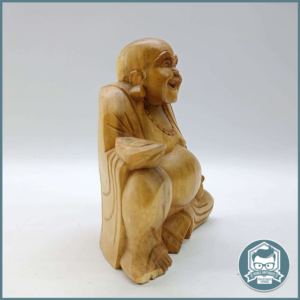 Laughing Buddha Wood Carved Oriental Figure!!!