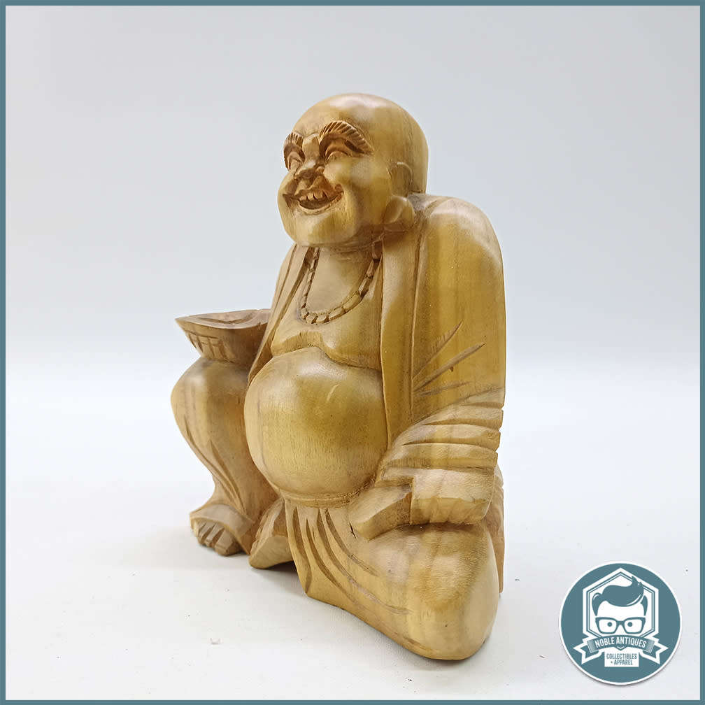 Laughing Buddha Wood Carved Oriental Figure!!!