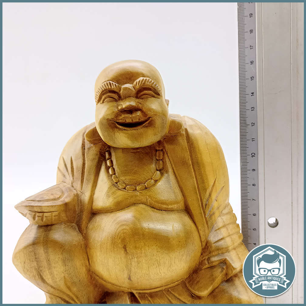 Laughing Buddha Wood Carved Oriental Figure!!!