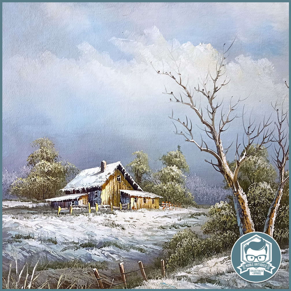 FANTASTIC!!! Famous Winter Painting, By Deacon Snow Barn In Forest Oil on Board!!!