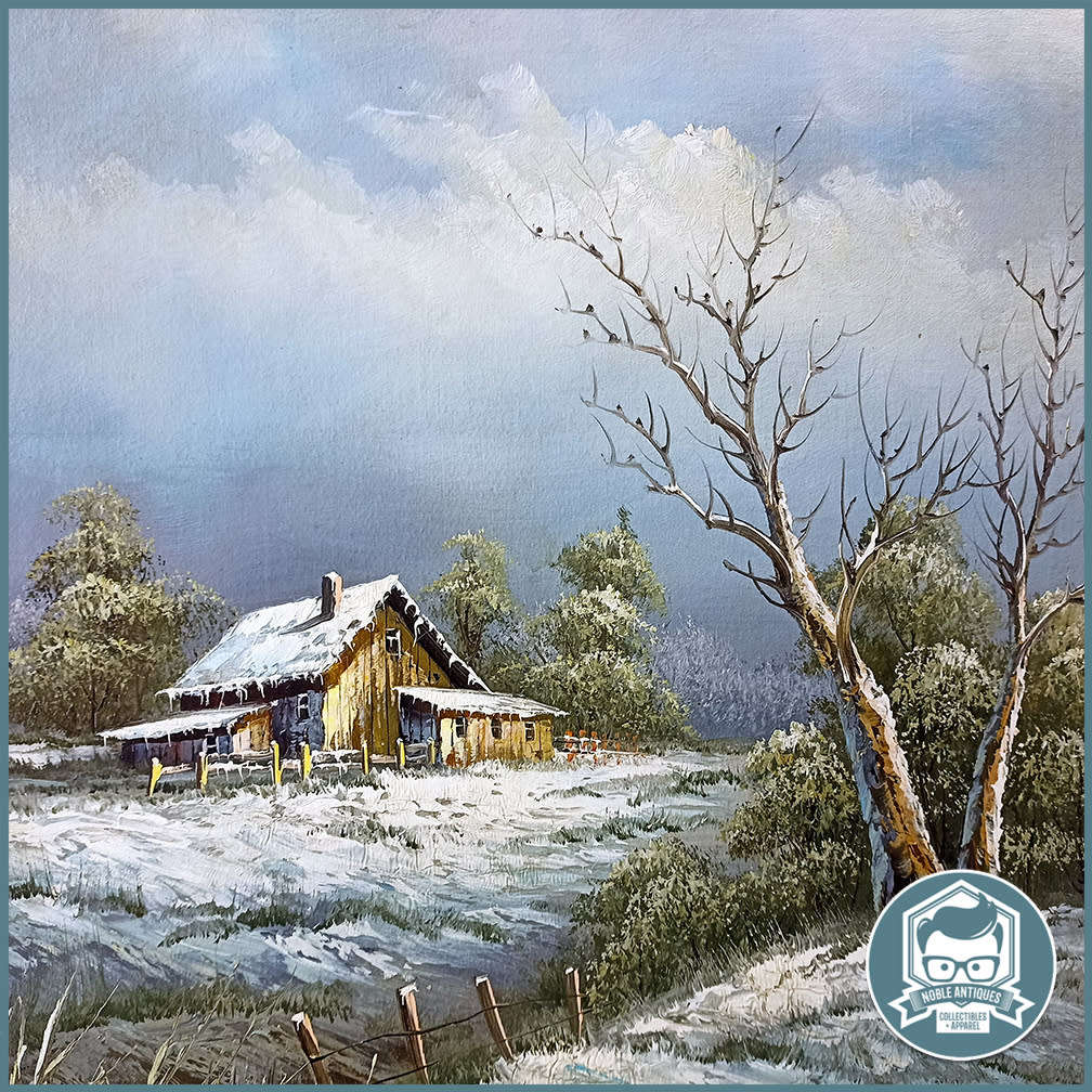 FANTASTIC!!! Famous Winter Painting, By Deacon Snow Barn In Forest Oil on Board!!!