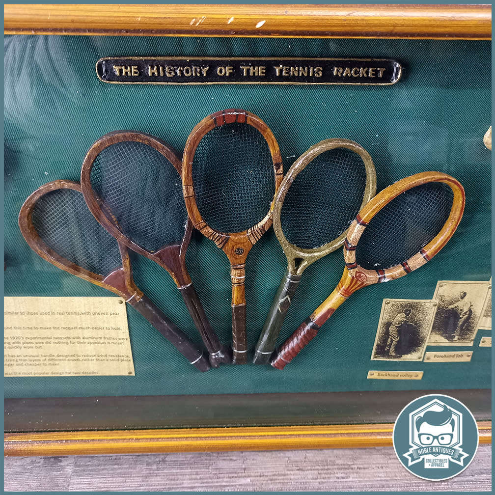 Large Deep Framed Wood Boxed The History of the Tennis racket Display!!!
