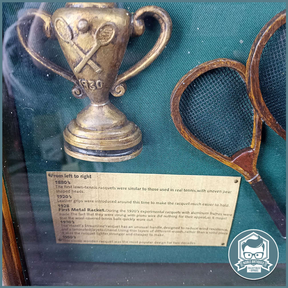 Large Deep Framed Wood Boxed The History of the Tennis racket Display!!!
