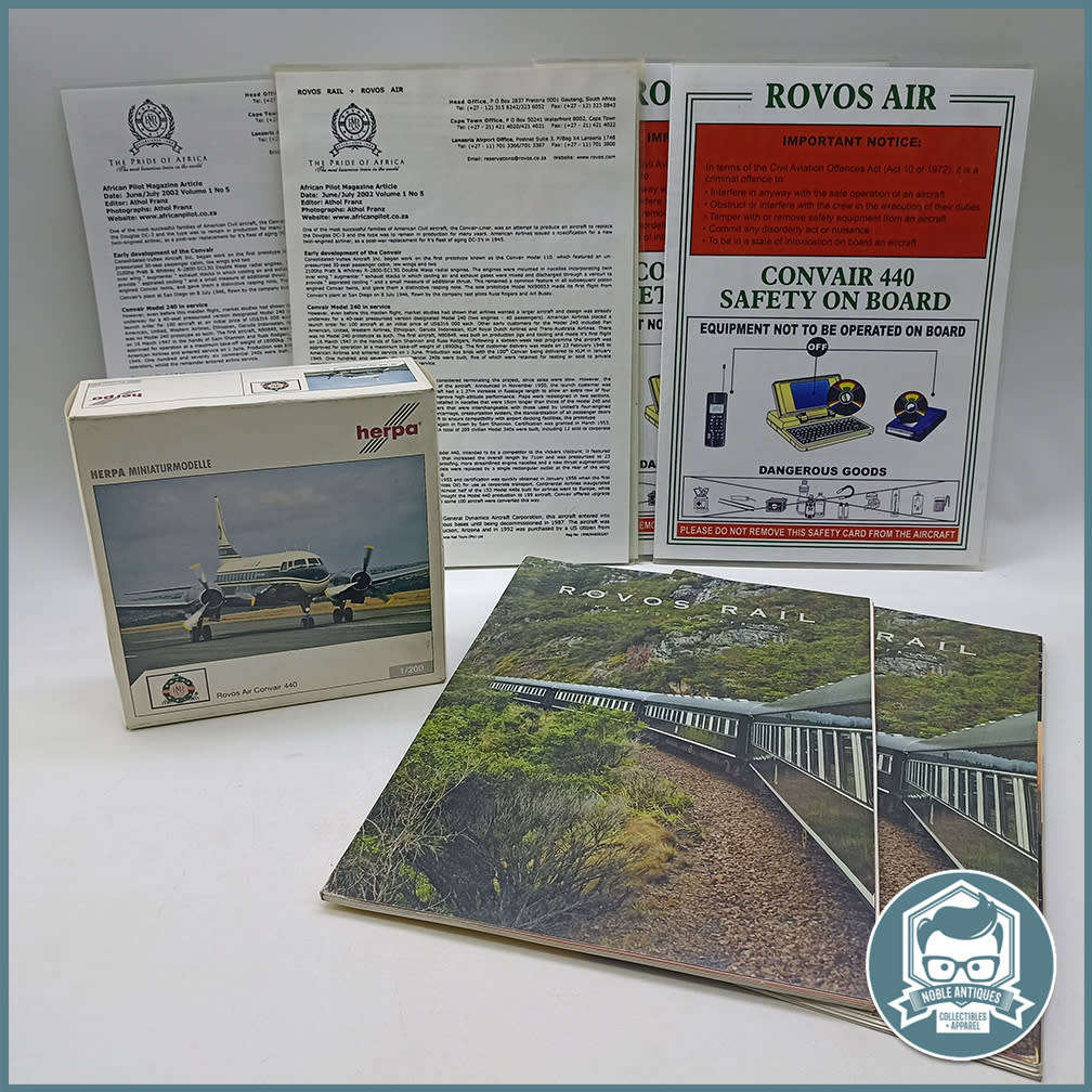 Herpa Convair 440 Rovos Air Diecast Metal - Original Plane Documents, Box and Blister !!!
