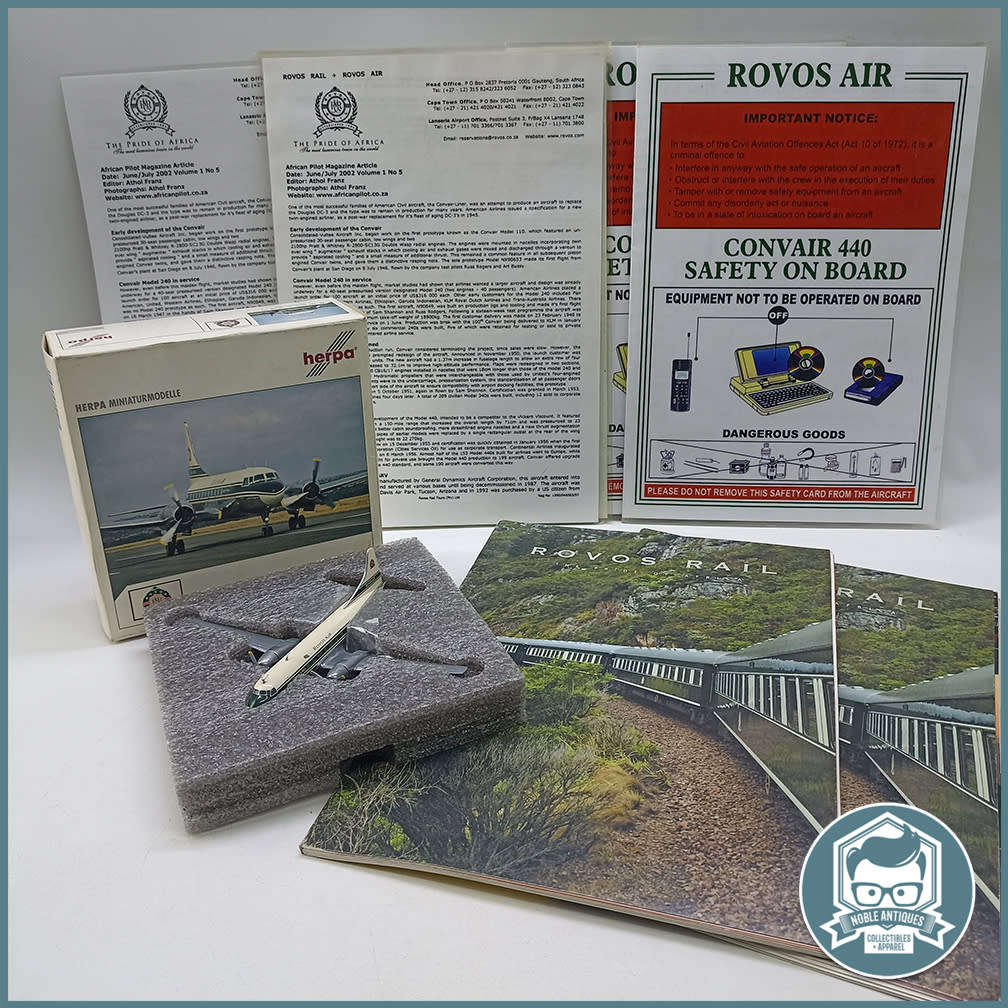 Herpa Convair 440 Rovos Air Diecast Metal - Original Plane Documents, Box and Blister !!!