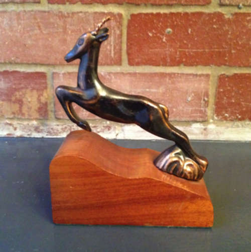 Retro Springbok Bookend in copper