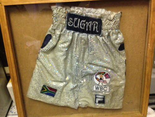 "Sugar Boy", Malinga framed boxing Shorts