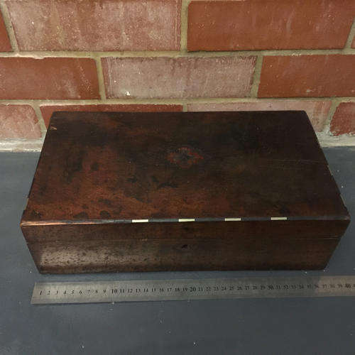 Antique Wooden Box with copper inlays