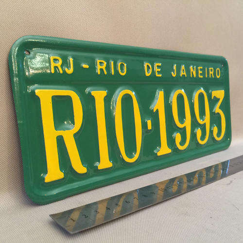 Embossed Metal Green and Yellow Numberplate/Sign