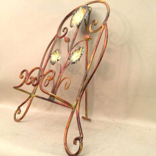 SMALL ORNATE ROUGHT IRON TABLE BOOK STAND/EASEL