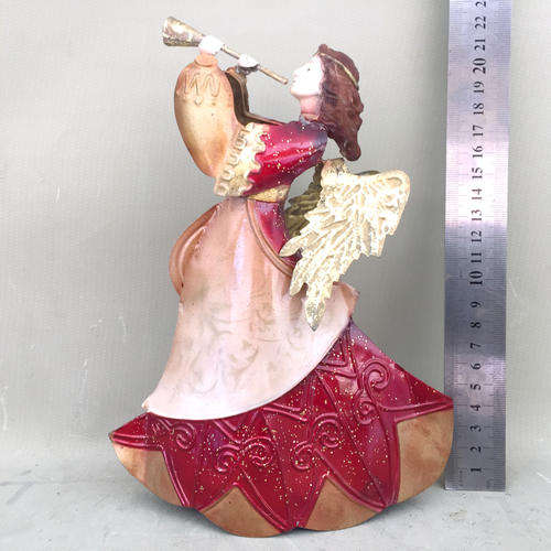 Handcrafted Metal Angel Figure with trumpet