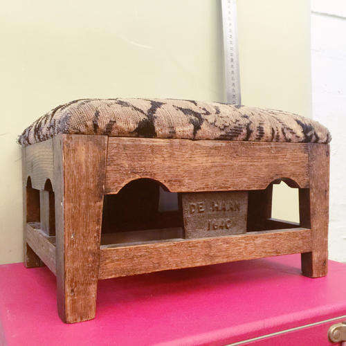 Antique Footstool Made from wood salvaged from the "De Haan" Sunk in 1640