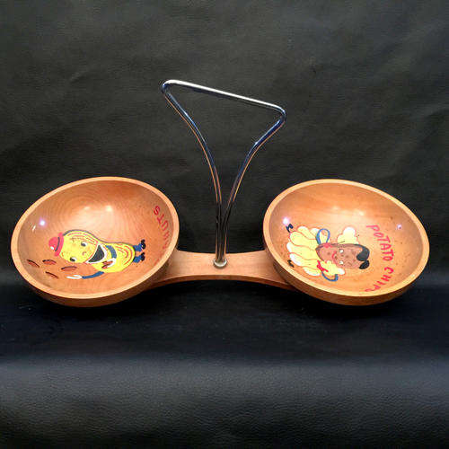 Rare old Vintage Bar Wood Bar Bowl Combo for peanuts and chips
