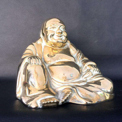 Vintage Solid Brass Sitting Buddha Figure