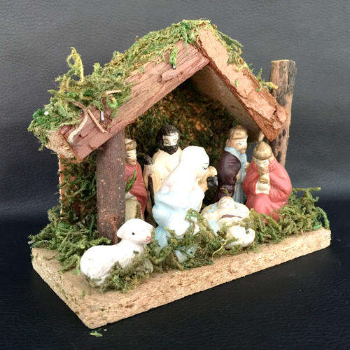 Small Hand Crafted Christmas Barn Scene