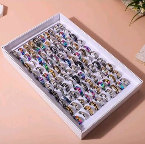 50 pcs stainless steel mixed styles rings