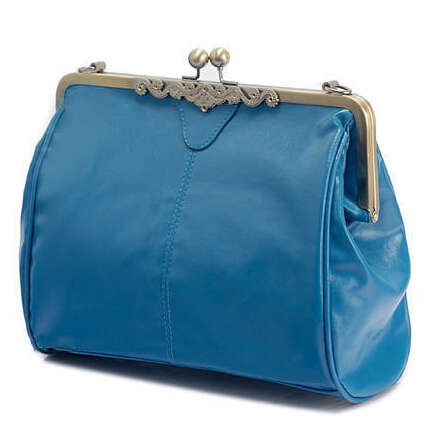 Vintage retro clip style, with a strap handbag. Very elegant. Blue color. Stock in ZA