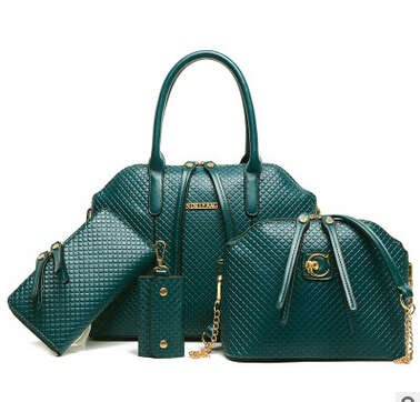 4 pieces set elegant ladies handbag, Green color. Stock in ZA