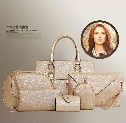 Classic beautiful pattern 6 pieces set handbag. Gloden color. Stock in ZA