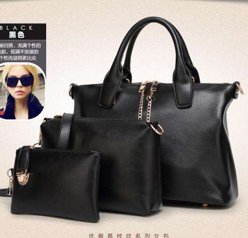 3 pieces set office ladies love handbags. Black color. Stock in ZA.