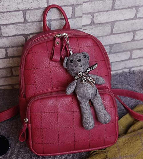 Teddy bear backpack. Red color.