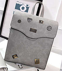 Retro school bag. Grey color.