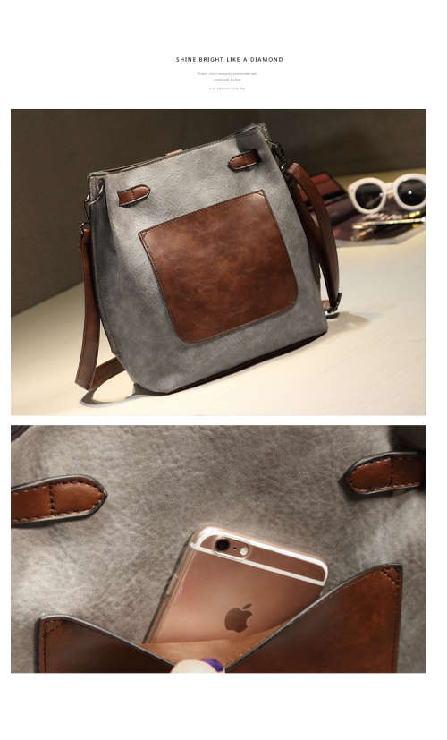 Fashion bucket ladies bag with tassels. Grey color. Stock in ZA.