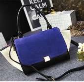 Classic design smily bat style handbag with strape.Nubuck Blue.