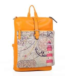 Map-printed snapsack, ladies bag-A4 can be put in. Orange color, shipping fee R30