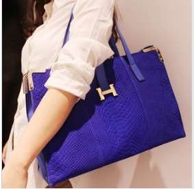 Leather matting, high quality, England style H button big handbag/shoulder bag, 2 colors