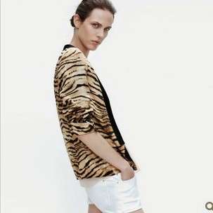 Printed blazer with combined lapel, ZARA same style and quality! size 30-32