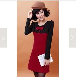 Winter and Autumn thick long sleeve bow dress, size XL for size 34-36, value to get!