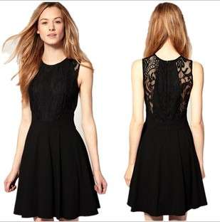 Hepburn style lace black dress, size 30-36