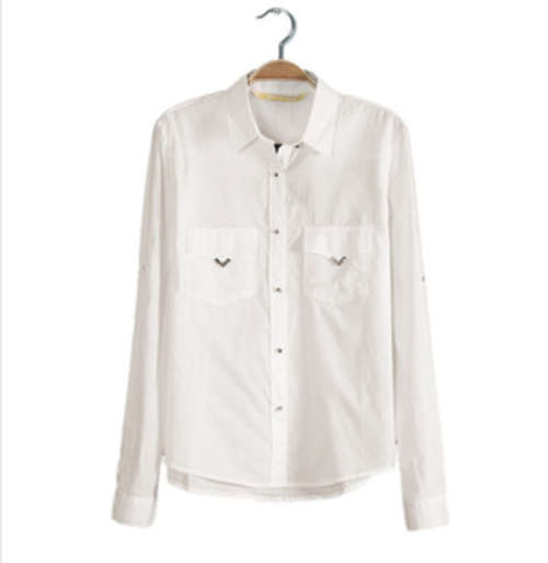 Summer promotion! Euro long sleeve loose pockets lady shirt, 3 colors, 3 sizes