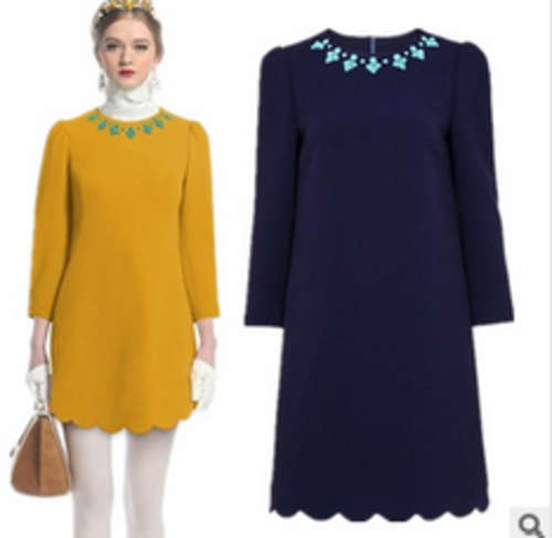 Euro original order. Bread round neck straight dress. Yellow color. Size 32. Shipping R30