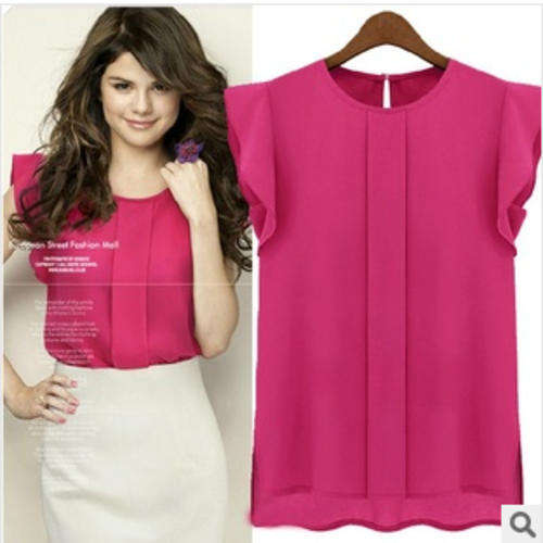 Summer chiffion top with nice unbalace. color rose. Size 36