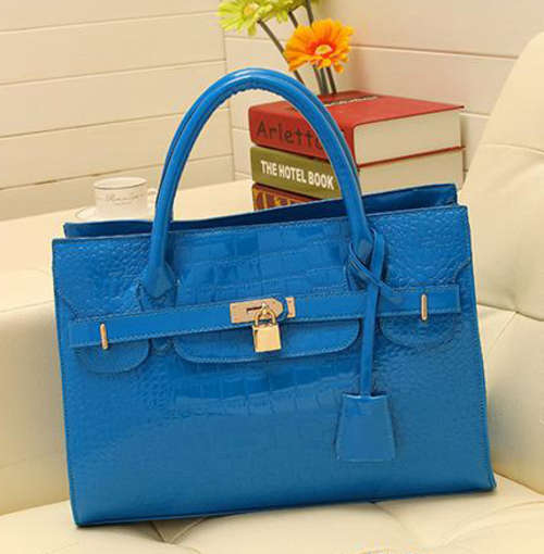 Classic crocodile pattern safety lock office ladies bag. Blue color. Stock in ZA,no custom fee!