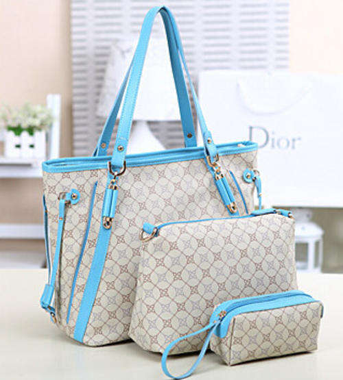 3 Pieces printed high quality lady bags. royal blue color. Stock in ZA