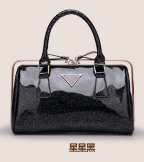 Shining patent leather suitcase ladies handbag. Black color.  Stock in ZA, no custom fee!