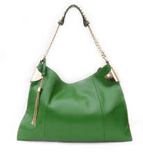 Genuine leather G 1970 vintage retro chain women handle bag. green color, Stock in ZA.