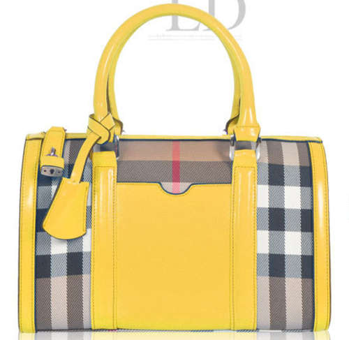Classic woman genuine leather joint canvas handbag. yellow color. Stock in ZA
