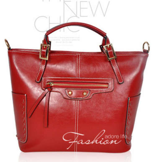 Genuine leather wild match motorcycle handbag. With belt. Red color. Stock in ZA