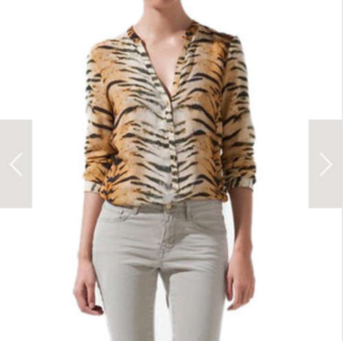 Tiger pattern printed ladies shirt. Cotton, very comfortable. size 34-36. Stock in ZA