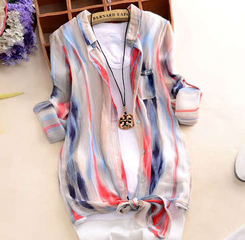 Chiffon summer long sleeve wild match shirt. Size 32-34. Stock in ZA