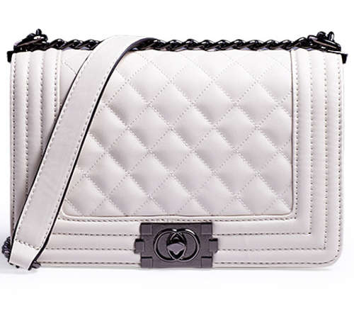 Classic vogue handbag with chains. White color. Stock in ZA